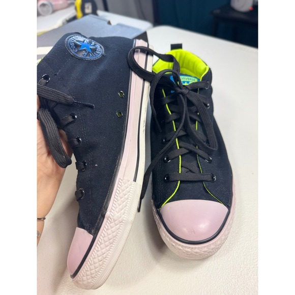 Converse All Star CT High Top Black Neon Pink Youth Mens Sneakers - Picture 3 of 6